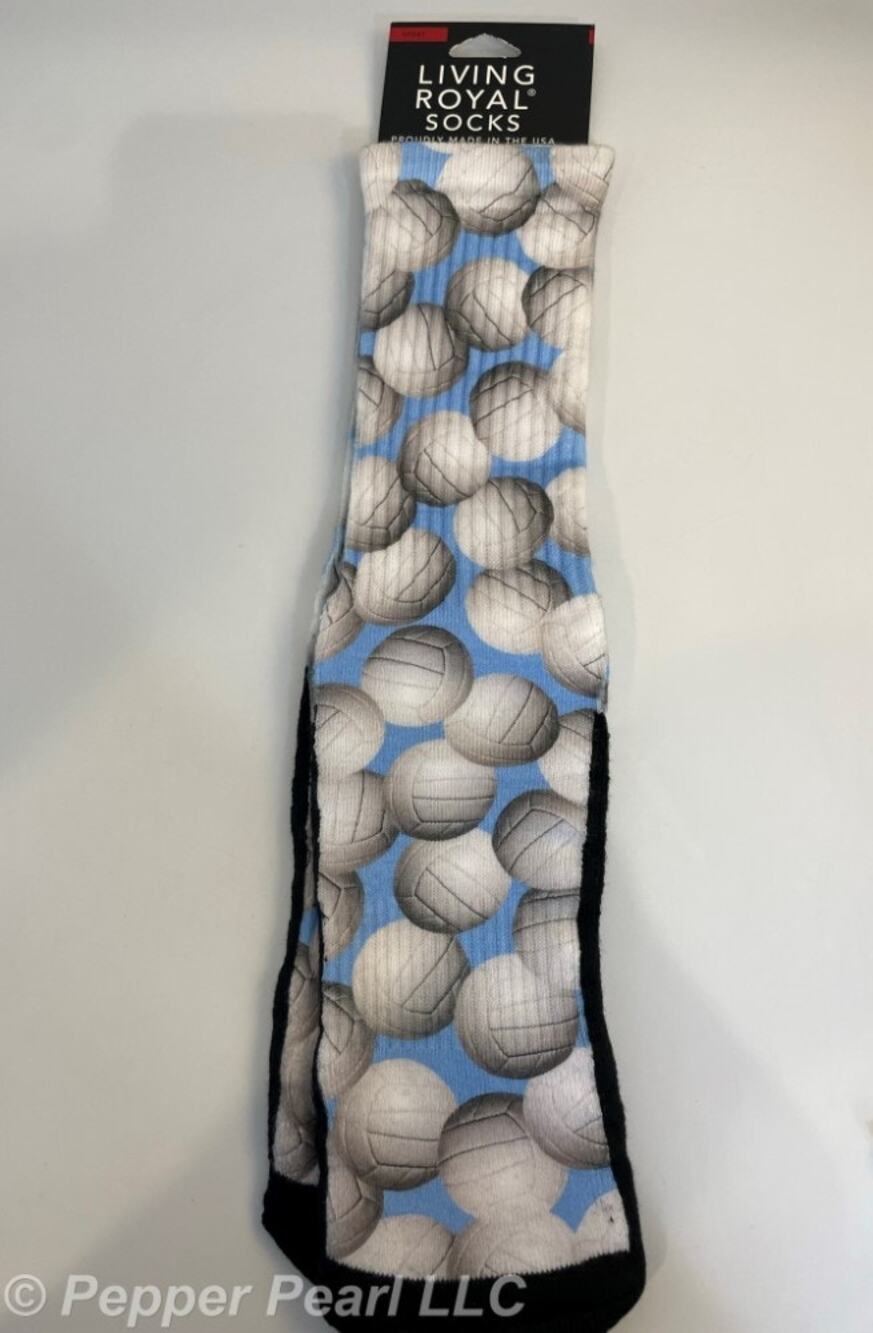 Socks Volley Balls White Blue Black Women's 4-12 Men's 6-13 Living Royal USA